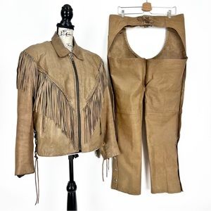Women's Tan Leather Fringe Jacket